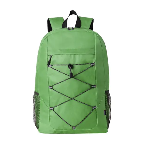 Zaino in poliestere 600D RPET cordini e tasca frontale schienale e spallacci imbottiti 30×45×14cm