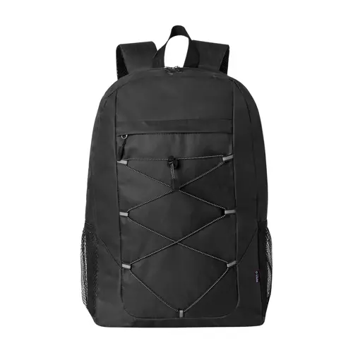 Zaino in poliestere 600D RPET cordini e tasca frontale schienale e spallacci imbottiti 30×45×14cm