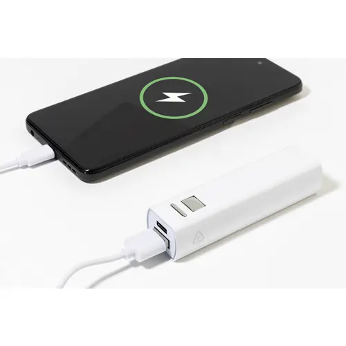 Power bank compatto in alluminio riciclato da 2600mAh