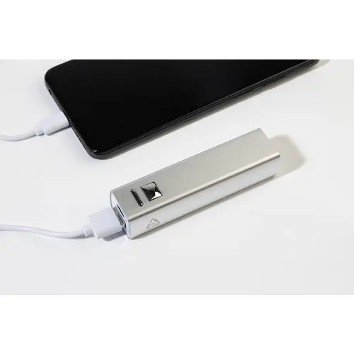 Power bank compatto in alluminio riciclato da 2600mAh