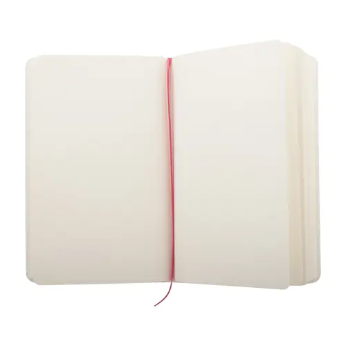 Block Notes A6 con copertina in cartoncino e 80 fogli neutri e con elastico e segnapagine in coordinato