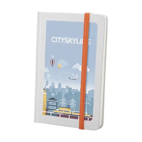 Block Notes A6 con copertina in cartoncino e 80 fogli neutri e con elastico e segnapagine in coordinato