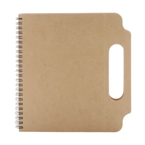Block Notes A5 a spirale con copertina in cartone riciclato 70 fogli a righe, note adesive, penna refill blu