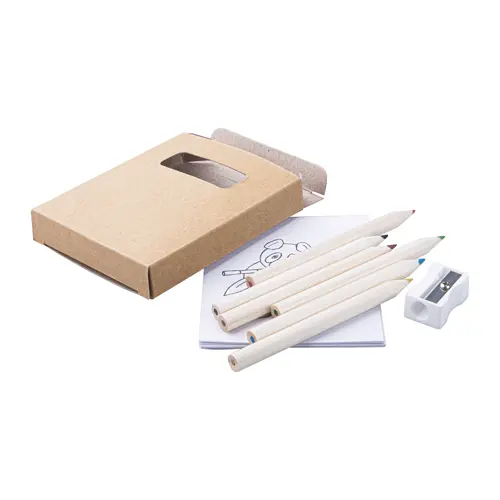 Set da disegno con 6 matite temperino e quaderno da colorare