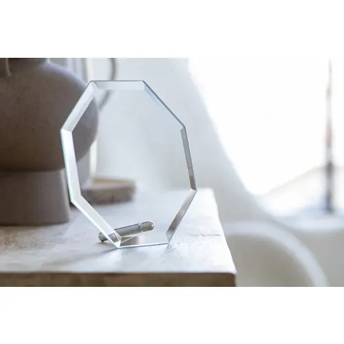 Trofeo esagonale in vetro