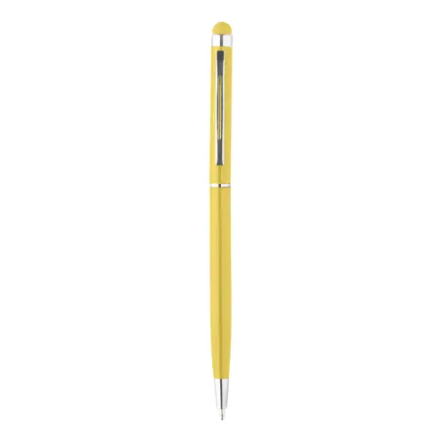 Penna a sfera in alluminio disponibile in vari colori in coordinato con la punta touch e meccanismo a rotazione a refill blu