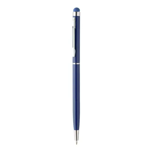 Penna a sfera in alluminio disponibile in vari colori in coordinato con la punta touch e meccanismo a rotazione a refill blu