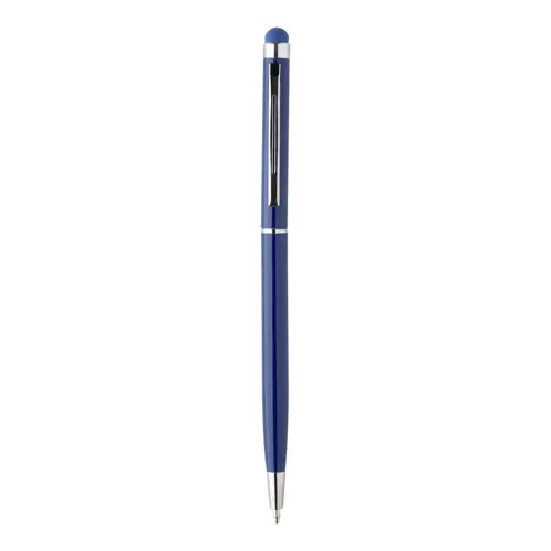 Penna a sfera in alluminio disponibile in vari colori in coordinato con la punta touch e meccanismo a rotazione a refill blu