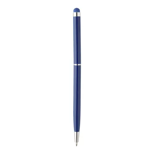 Penna a sfera in alluminio disponibile in vari colori in coordinato con la punta touch e meccanismo a rotazione a refill blu