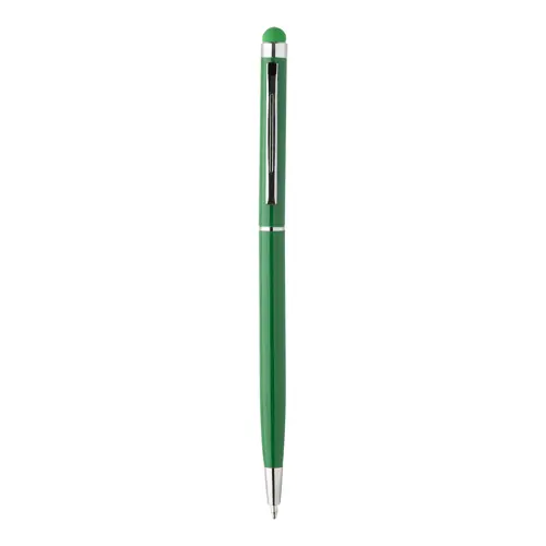 Penna a sfera in alluminio disponibile in vari colori in coordinato con la punta touch e meccanismo a rotazione a refill blu