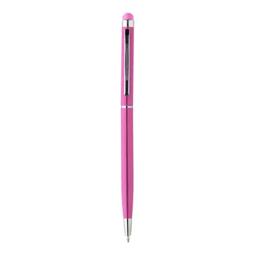 Penna a sfera in alluminio disponibile in vari colori in coordinato con la punta touch e meccanismo a rotazione a refill blu