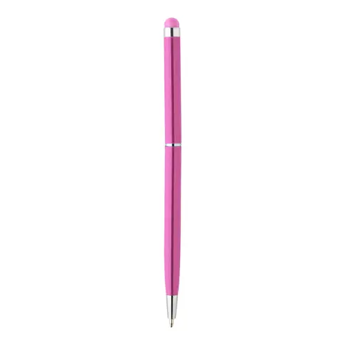 Penna a sfera in alluminio disponibile in vari colori in coordinato con la punta touch e meccanismo a rotazione a refill blu