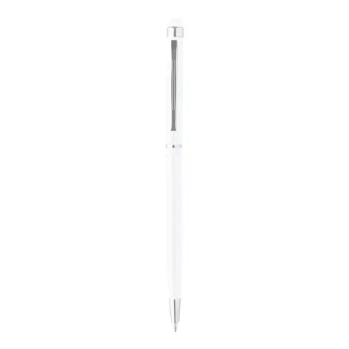 Penna a sfera in alluminio disponibile in vari colori in coordinato con la punta touch e meccanismo a rotazione a refill blu