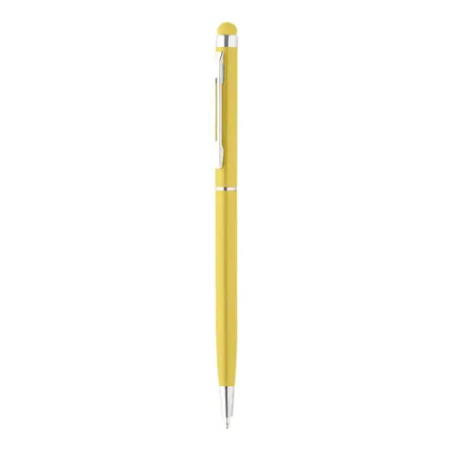 Penna a sfera in alluminio disponibile in vari colori in coordinato con la punta touch e meccanismo a rotazione a refill blu