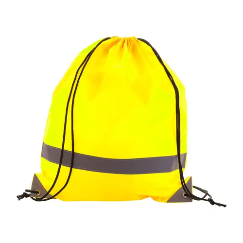 Sacca in poliestere 190T con dettagli riflettenti per alta visibilità e chiusura a coulisse 350×410mm