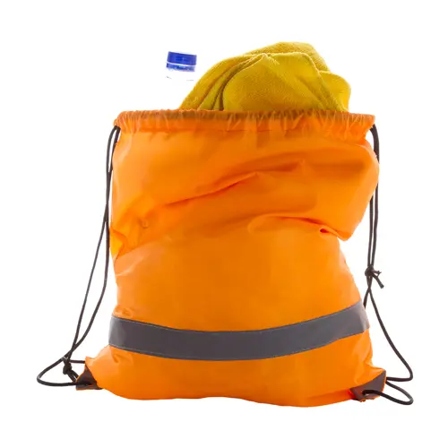 Sacca in poliestere 190T con dettagli riflettenti per alta visibilità e chiusura a coulisse 350×410mm