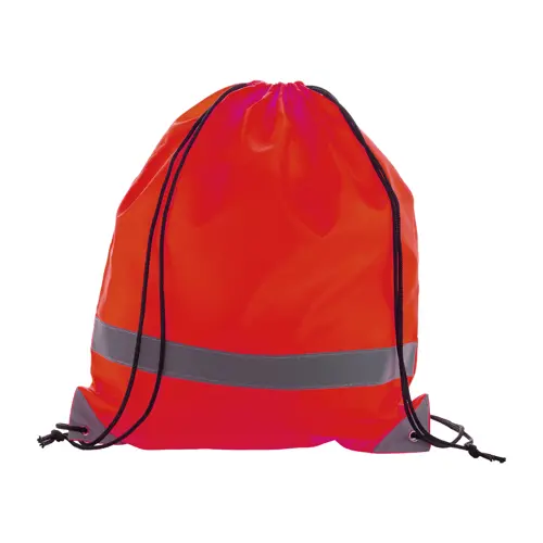 Sacca in poliestere 190T con dettagli riflettenti per alta visibilità e chiusura a coulisse 350×410mm