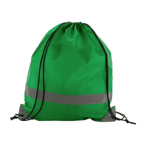 Sacca in poliestere 190T con dettagli riflettenti per alta visibilità e chiusura a coulisse 350×410mm