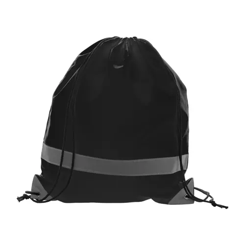 Sacca in poliestere 190T con dettagli riflettenti per alta visibilità e chiusura a coulisse 350×410mm