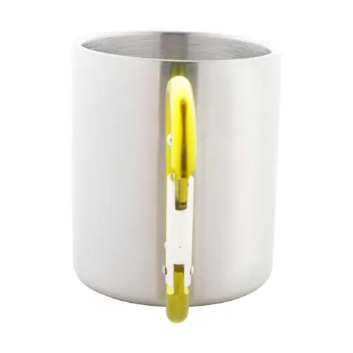 Tazza in acciaio inox con moschettone colorato 200ml
