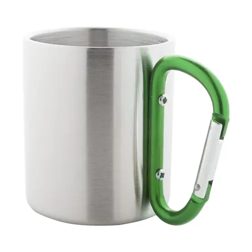 Tazza in acciaio inox con moschettone colorato 200ml