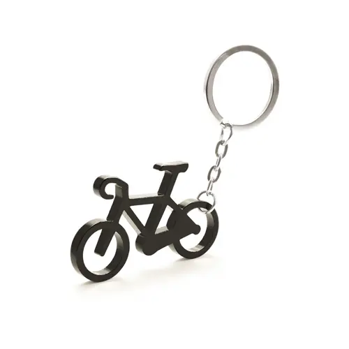 Portachiavi apribottiglie in alluminio a forma di bicicletta