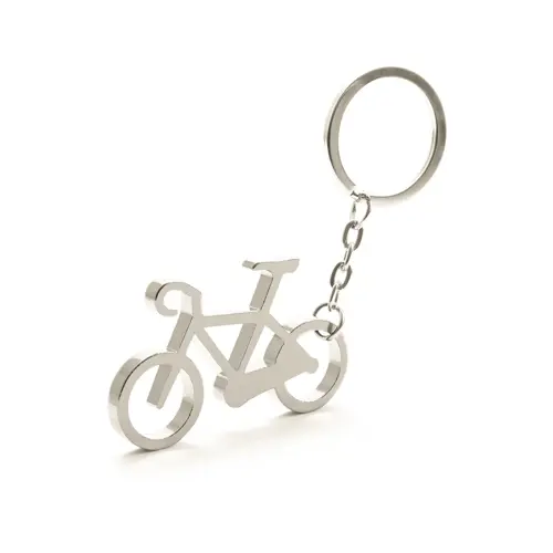 Portachiavi apribottiglie in alluminio a forma di bicicletta