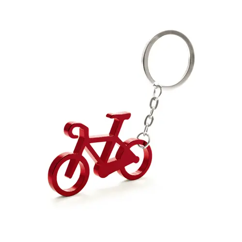 Portachiavi apribottiglie in alluminio a forma di bicicletta