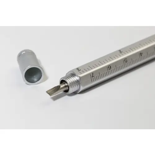 Penna a sfera in plastica multiuso con cacciaviti livella a bolla e righelli clip in metallo e refill blu