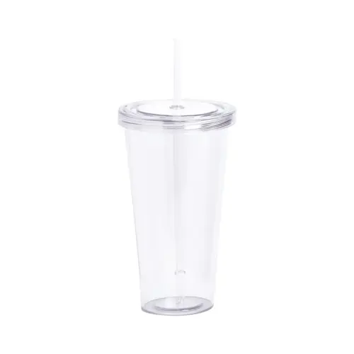 Bicchiere in plastica colorata trasparente con cannuccia da 750ml