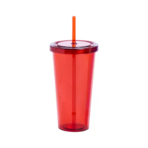 Bicchiere in plastica colorata trasparente con cannuccia da 750ml