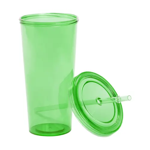 Bicchiere in plastica colorata trasparente con cannuccia da 750ml