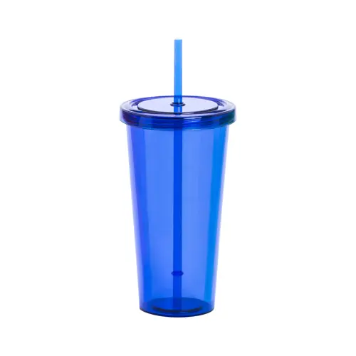 Bicchiere in plastica colorata trasparente con cannuccia da 750ml