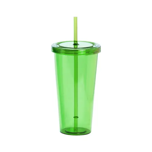 Bicchiere in plastica colorata trasparente con cannuccia da 750ml