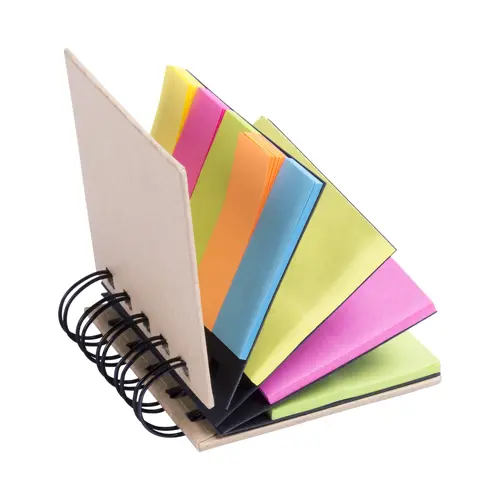 Notepad adesivo con copertina in carta riciclata e spirale