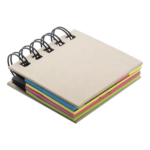 Notepad adesivo con copertina in carta riciclata e spirale