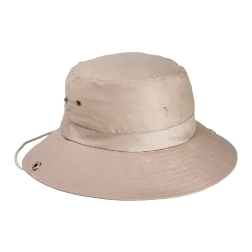 Cappello da safari in cotone con fascia mento e chiusura in metallo