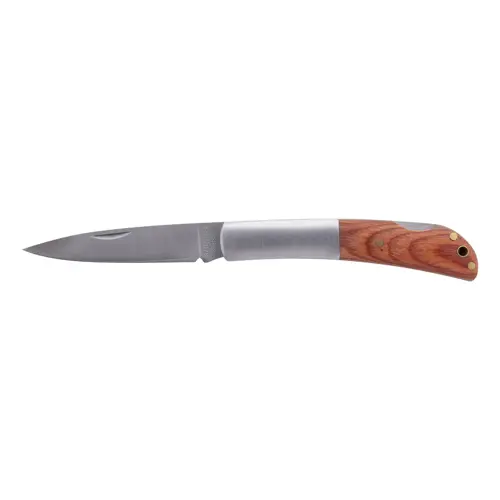 Coltello temperino in acciaio con rivestimento in legno e chiusura di sicurezza 165×15×13 mm