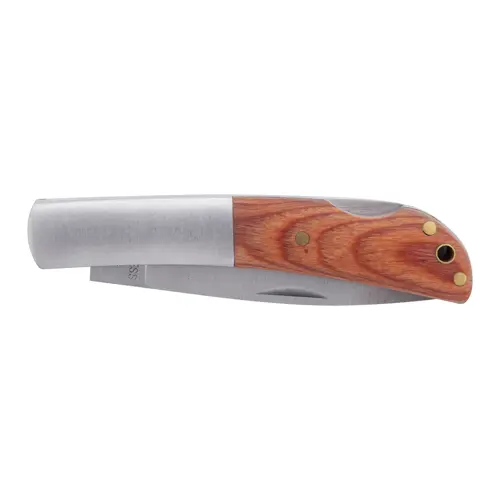 Coltello temperino in acciaio con rivestimento in legno e chiusura di sicurezza 165×15×13 mm