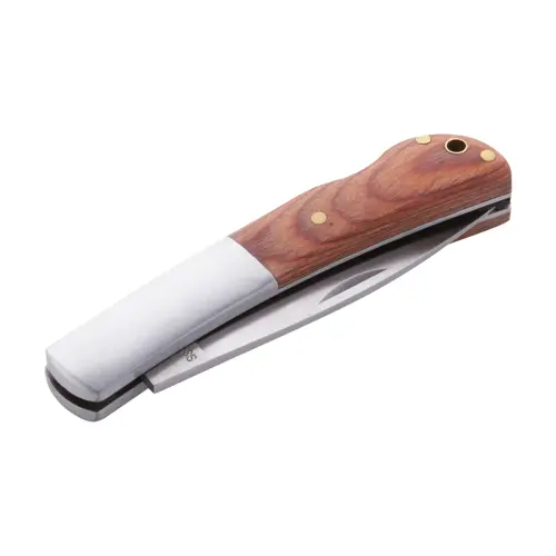 Coltello temperino in acciaio con rivestimento in legno e chiusura di sicurezza 165×15×13 mm