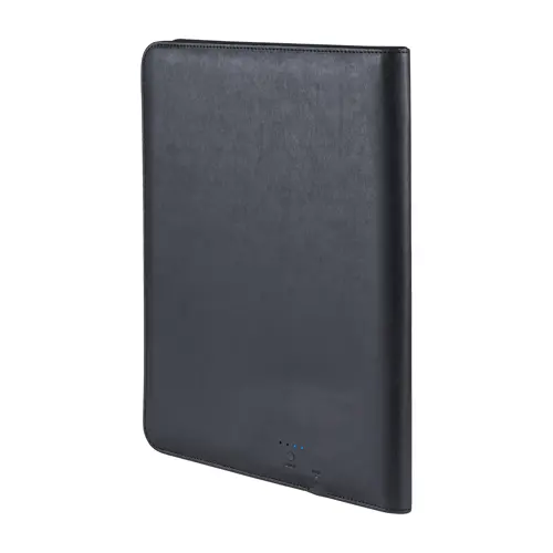 Cartella in pelle PU con blocco appunti a righe e power bank integrato da 5000 Mah