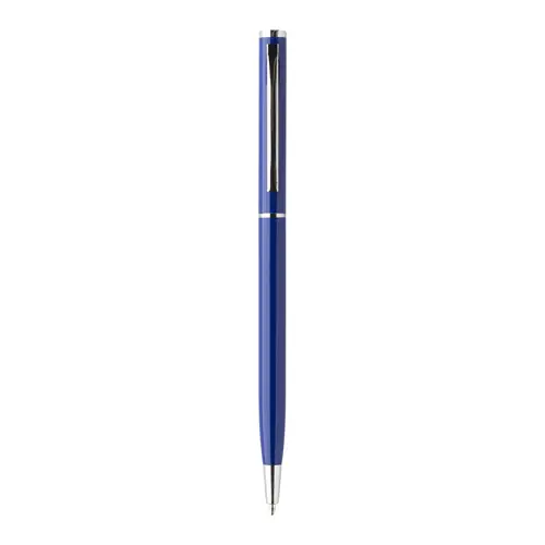 Penna a sfera elegante in alluminio dsiponibile in vari colri con meccanismo a rotazione e refill blu