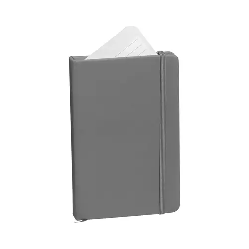 Block notes B7 con copertina in finta pelle e 100 fogli a righe segnalibro e cinturino in gomma coordinati