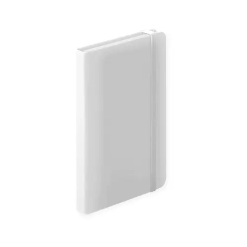 Block notes B7 con copertina in finta pelle e 100 fogli a righe segnalibro e cinturino in gomma coordinati