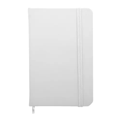 Block notes B7 con copertina in finta pelle e 100 fogli a righe segnalibro e cinturino in gomma coordinati