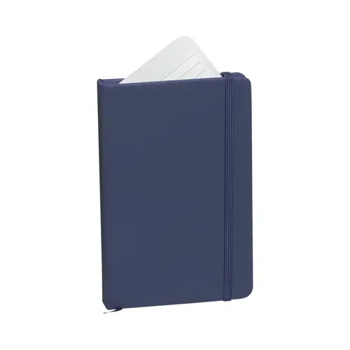 Block notes B7 con copertina in finta pelle e 100 fogli a righe segnalibro e cinturino in gomma coordinati