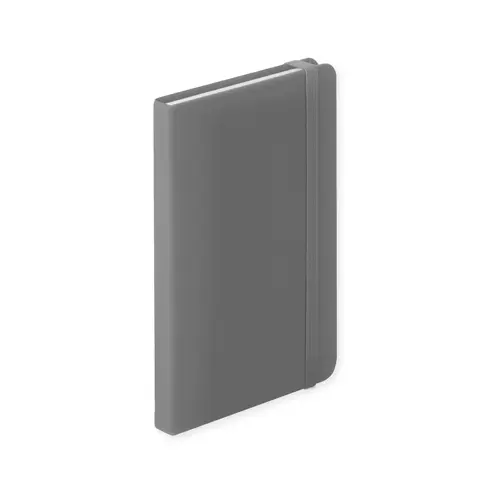 Block notes B7 con copertina in finta pelle e 100 fogli a righe segnalibro e cinturino in gomma coordinati
