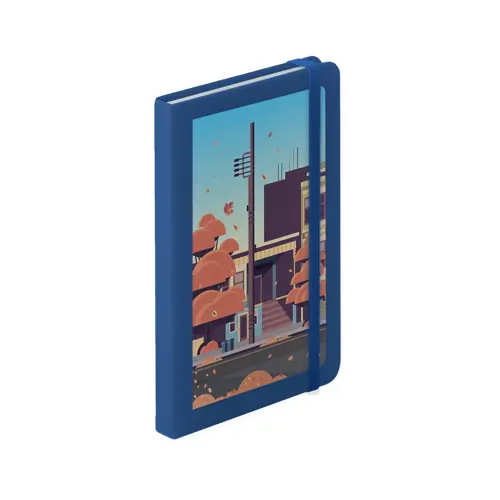 Block notes A5 con copertina in PU e 100 fogli a righe con segnalibro e cinturino in gomma coordinati