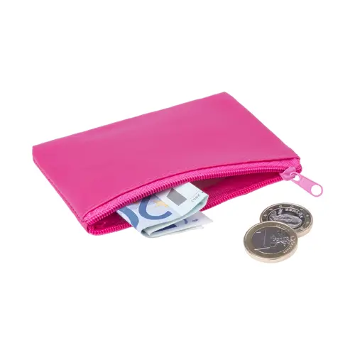 Portamonete in microfibra con cerniera e portachiavi 105×75mm
