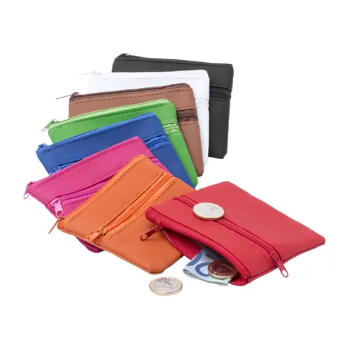 Portamonete in microfibra con doppia zip 105×90mm